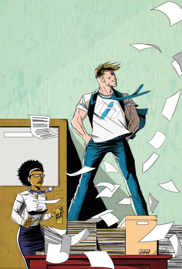 Cover artwork from the original T-Shirt Lawyer comic