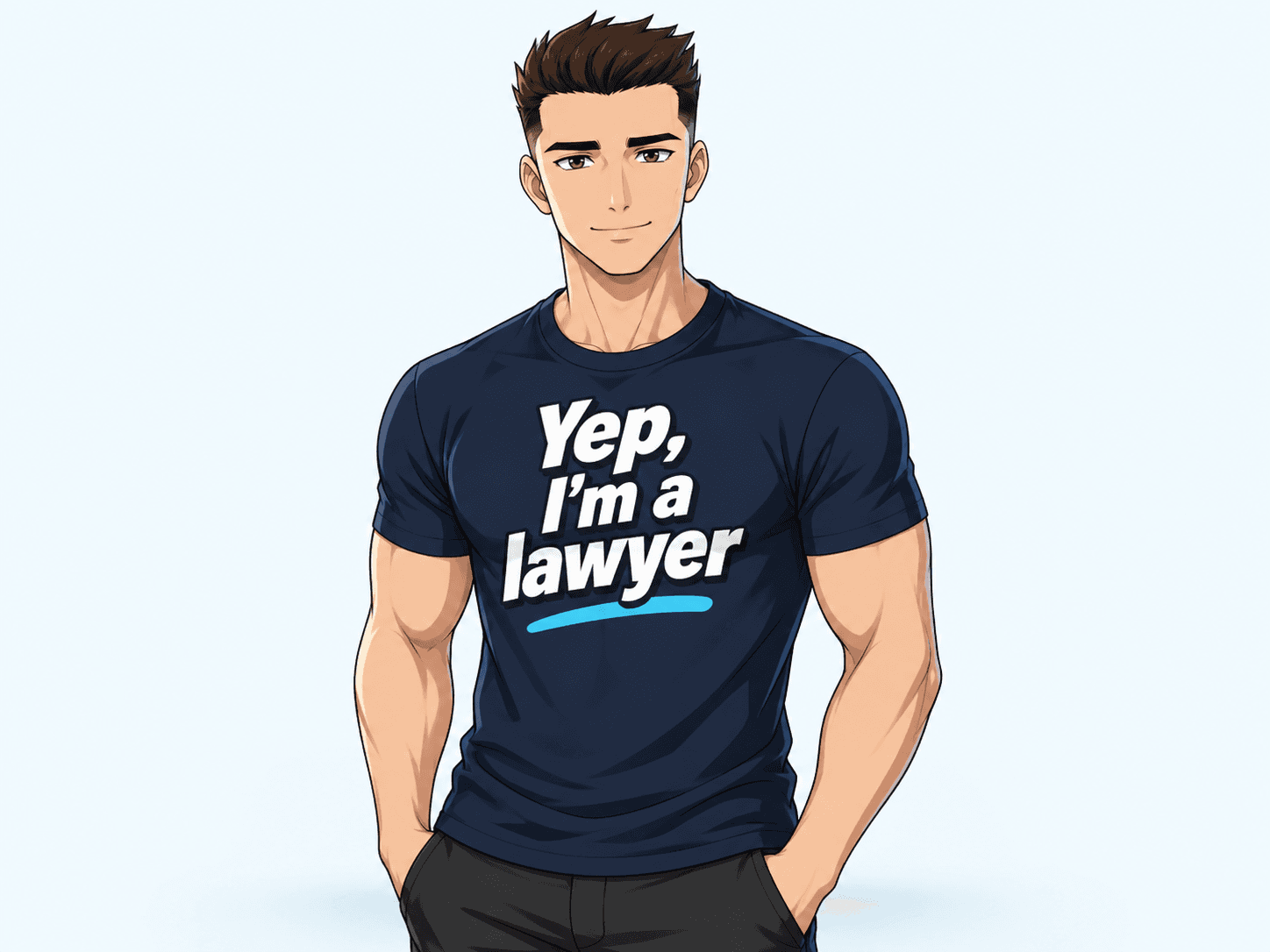 T-Shirt Lawyer wearing a navy shirt that reads Yep, I'm a lawyer